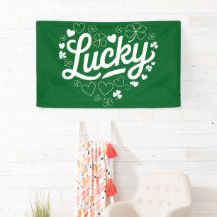 St Patrick's Day Heart Lucky Clover Kleeblatt Banner