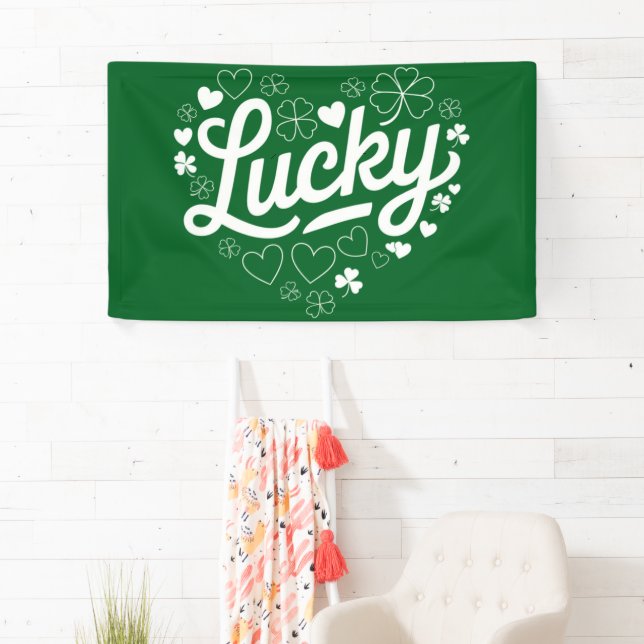 St Patrick's Day Heart Lucky Clover Kleeblatt Banner (Insitu)