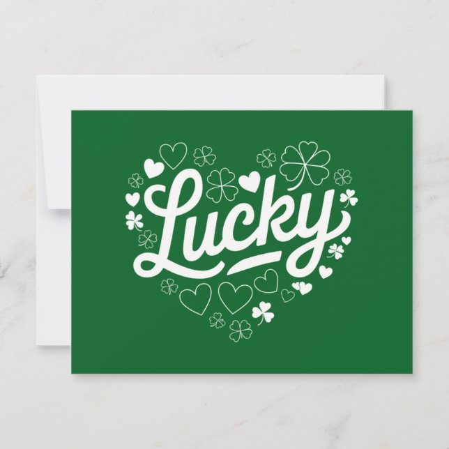 St Patrick's Day Heart Lucky Clover Kleeblatt Einladung (Vorderseite)