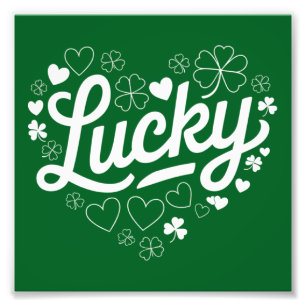 St Patrick's Day Heart Lucky Clover Kleeblatt Fotodruck