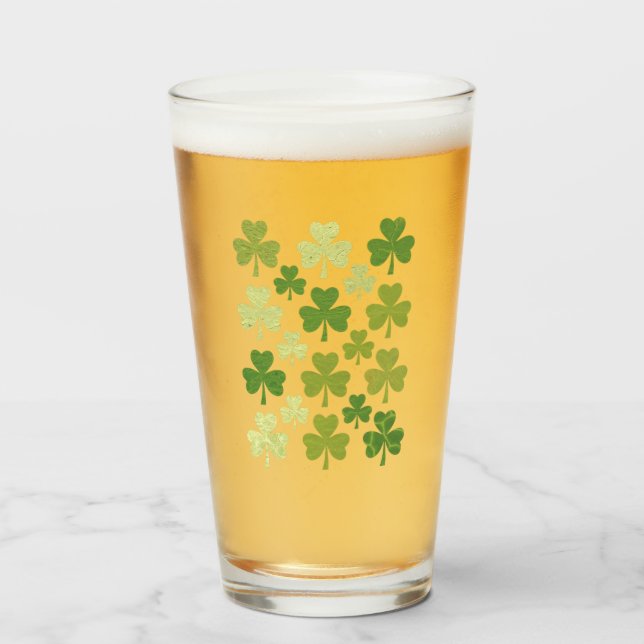 St Patrick's Day Heart Lucky Clover Kleeblatt Glas (Vorne (Gefüllt))