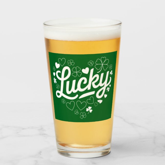 St Patrick's Day Heart Lucky Clover Kleeblatt Glas (Vorne (Gefüllt))