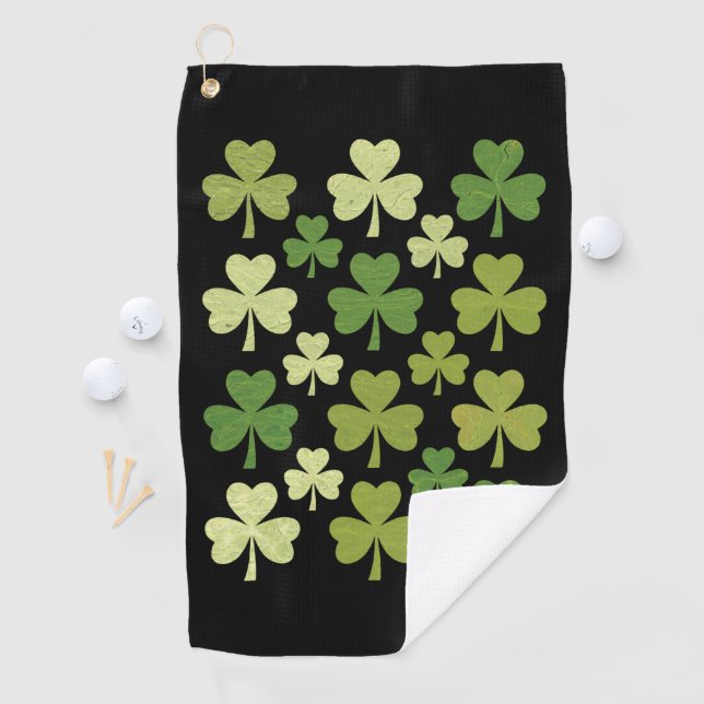 St Patrick's Day Heart Lucky Clover Kleeblatt Golfhandtuch (Insitu)