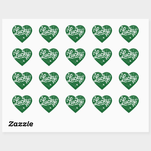 St Patrick's Day Heart Lucky Clover Kleeblatt Herz-Aufkleber (Blatt)