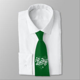St Patrick's Day Heart Lucky Clover Kleeblatt Krawatte
