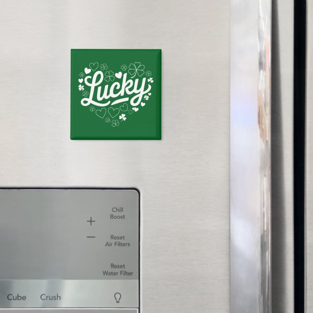 St Patrick's Day Heart Lucky Clover Kleeblatt Magnet (In Situ (Kühlschrank))