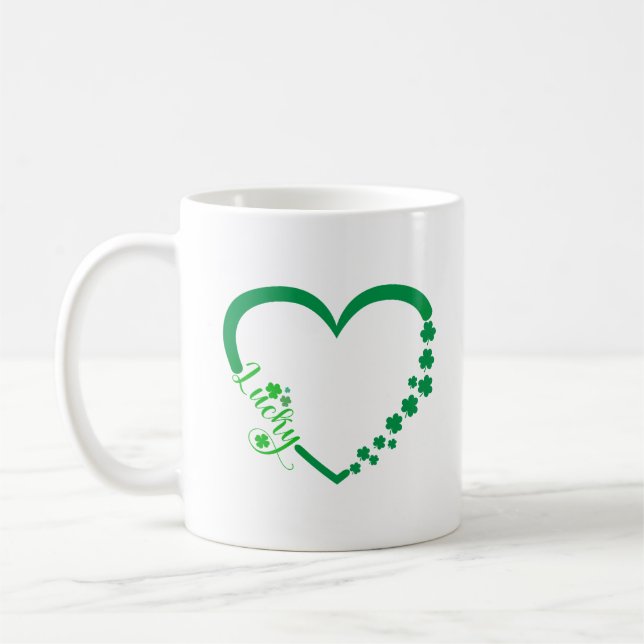 St. Patrick's Day Heart - Lucky Irish Clovers Kaffeetasse (Links)