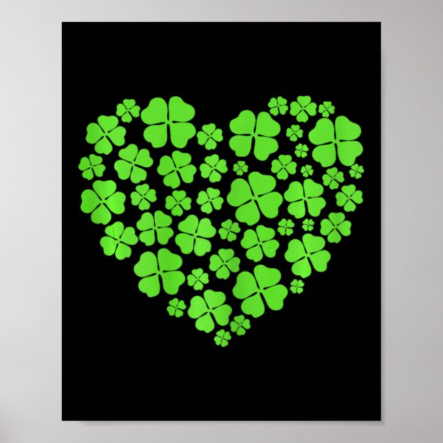 St Patricks Day Hearts Kleeblatt Clover Women Girl Poster (Vorne)