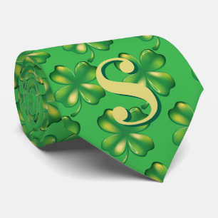St. Patrick's Day Herren Monogramm Grüner Kleeblat Krawatte