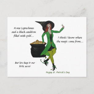 St Patrick's Day-Hexe Magie ist das Gold Postkarte