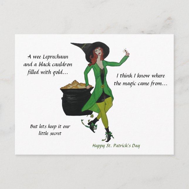 St Patrick's Day-Hexe Magie ist das Gold Postkarte (Vorderseite)