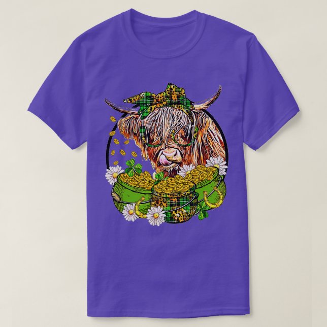 St Patricks Day Highland Cow Funny Highland Heifer T-Shirt (Design vorne)