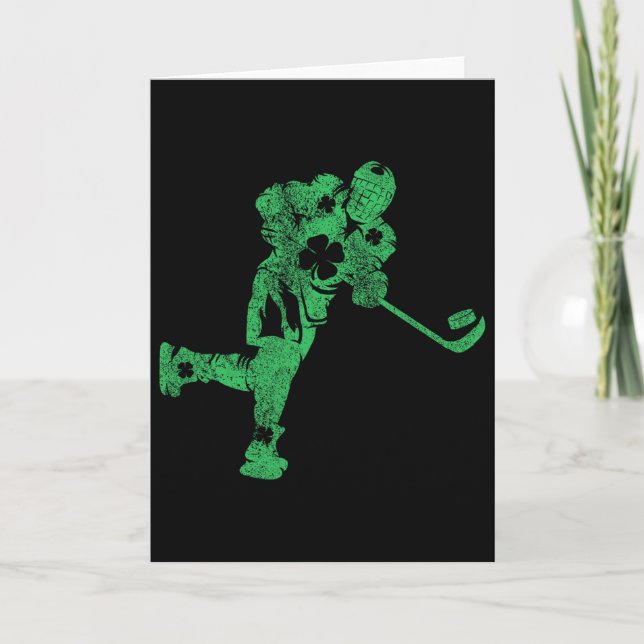 St. Patrick's Day Hockey Irisch Jungen Saint Paddy Karte (Vorderseite)