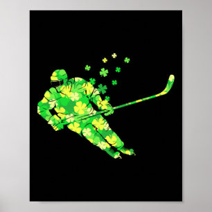 St Patricks Day Hockey Kleeblatt Vintag Stick Stic Poster