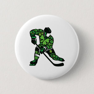 St Patricks Day Hockeyspieler - Shamrock Spirit Sp Button