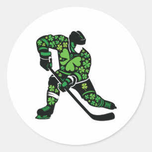 St Patricks Day Hockeyspieler - Shamrock Spirit Sp Runder Aufkleber