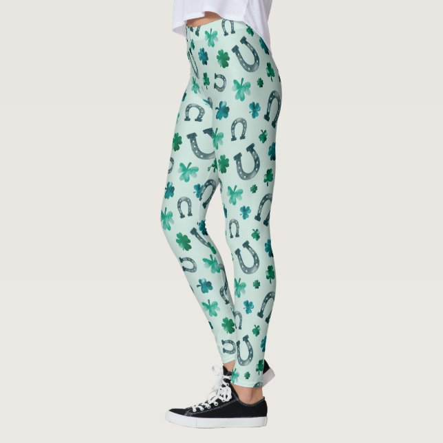St. Patricks Day Horse Shoe Kleeblatts Leggings (Links)