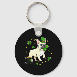 St Patricks Day Hund Thema Frauen Männer Französis Schlüsselanhänger