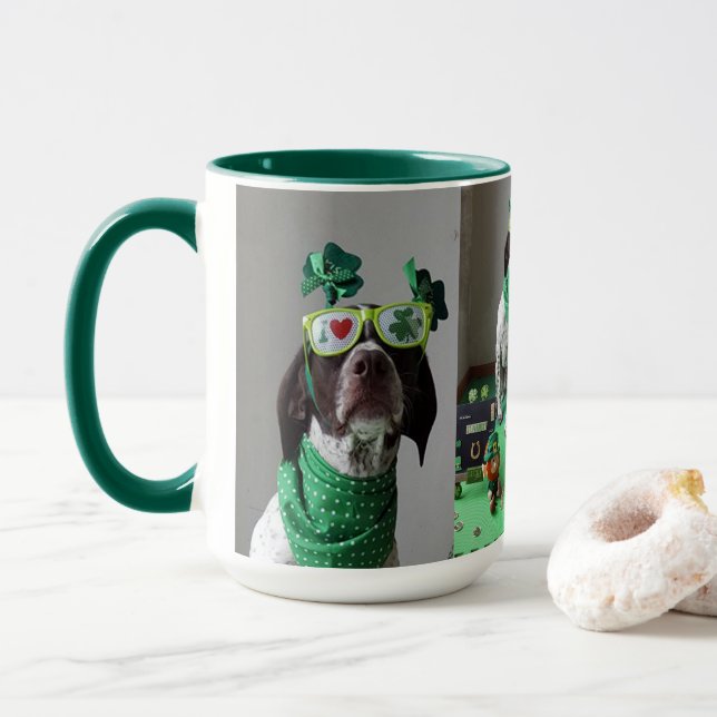 St. Patrick's Day Hunde Party 15 oz Combo Tasse (Mit Donut)