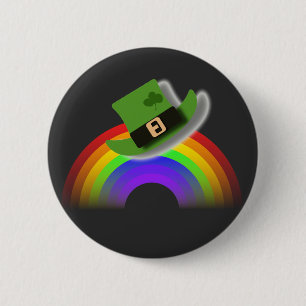 St. Patricks Day Hut und Regenbogen Button