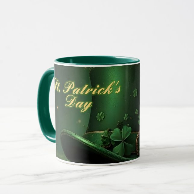 St. Patrick's Day Hut und Shamrock-Design Tasse (Vorderseite Links)