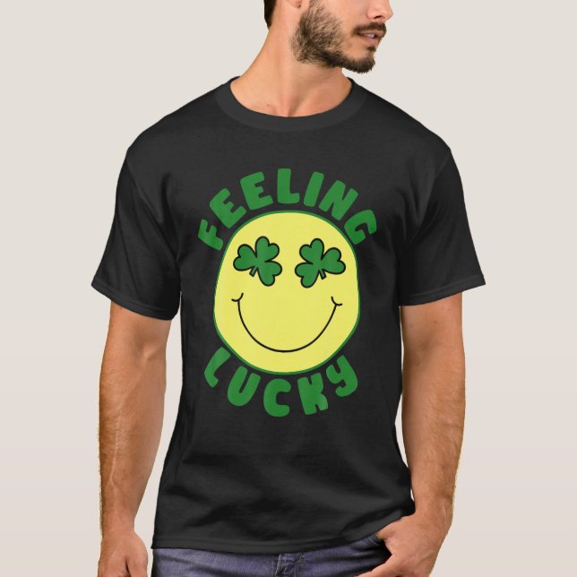 St Patrick's Day I Feel Lucky Leopard Clover Graph T-Shirt (Vorderseite)