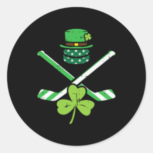 St Patricks Day Ice Hockey Saint Pattys Irish Men Runder Aufkleber