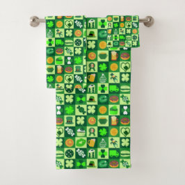 St. Patrick's Day Icons Nahtloses Muster Badhandtuch Set