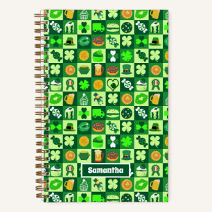 St. Patrick's Day Icons Nahtloses Muster Notizbuch