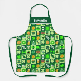 St. Patrick's Day Icons Nahtloses Muster Schürze
