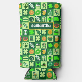 St. Patrick's Day Icons Nahtloses Muster Selters Dosenkühler