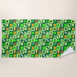 St. Patrick's Day Icons Nahtloses Muster Strandtuch