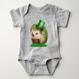 St. Patrick's Day Igel Baby Gray Bodysuit Strampler