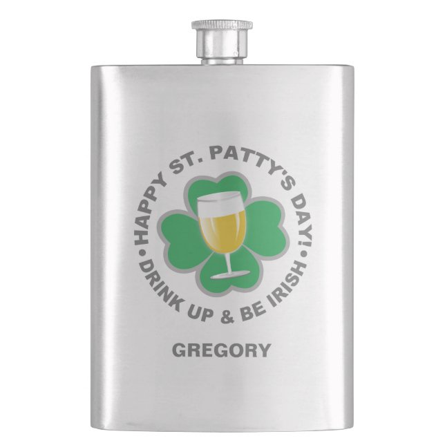 St. Patrick's Day individuelle Name Flachmann (Vorderseite)