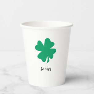 St Patricks Day Individuelle Name Monogram Kleebla Pappbecher