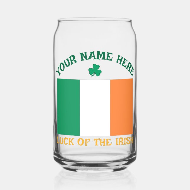 St Patrick's Day Ireland Flag Custom Name Shamrock Dosenglas (Vorderseite)