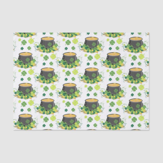 St Patricks Day Ireland Green Clover Leprechaun Seidenpapier (Vorderseite)