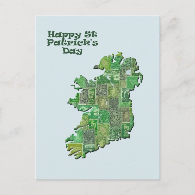 St Patrick's Day Ireland in Briefmarke Karte (Vorderseite)