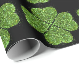 St. Patrick's Day, irisch grün glitzerndes Kleebla Geschenkpapier