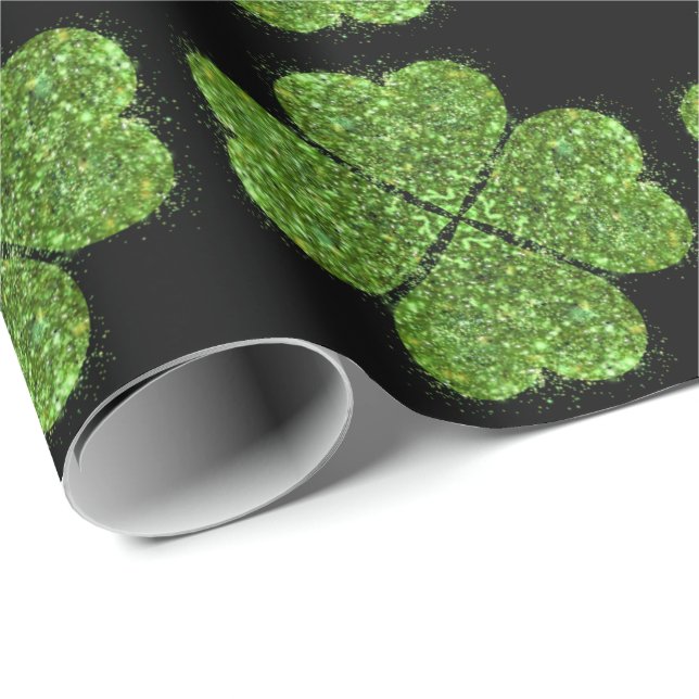 St. Patrick's Day, irisch grün glitzerndes Kleebla Geschenkpapier (Rolleneckpunkt)