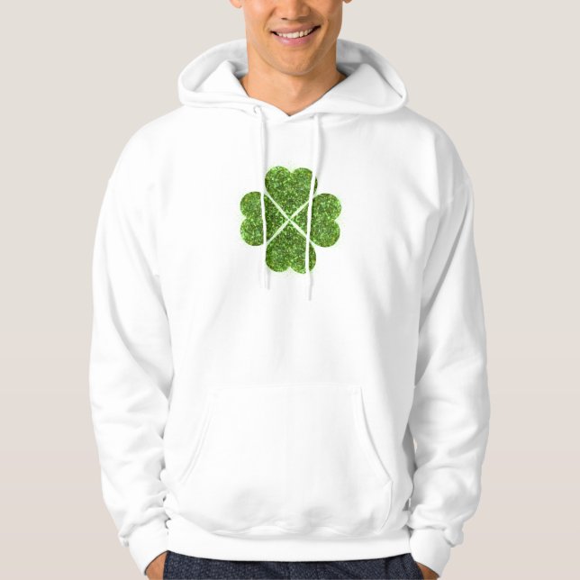 St. Patrick's Day, irisch grün glitzerndes Kleebla Hoodie (Vorderseite)