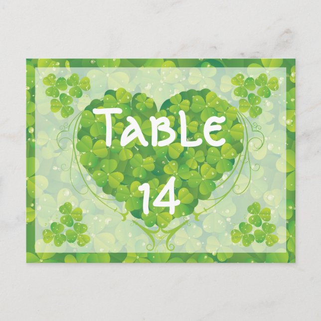 St. Patrick's Day Irische Hochzeitsfeier Tischnumm Postkarte (Vorderseite)