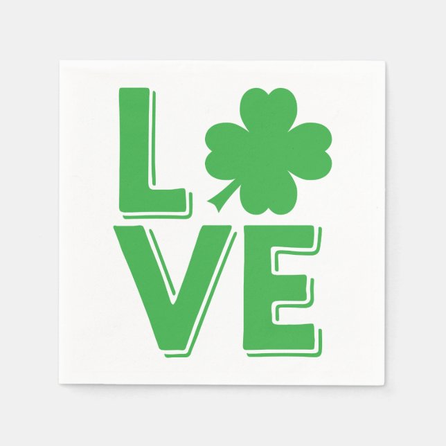 St. Patrick's Day Irische Liebe  Grüner Shamrock Serviette (Vorderseite)
