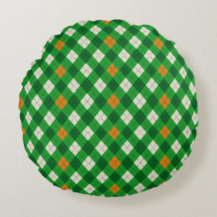 St. Patricks Day Irischer argyle in Farbe Rundes Kissen