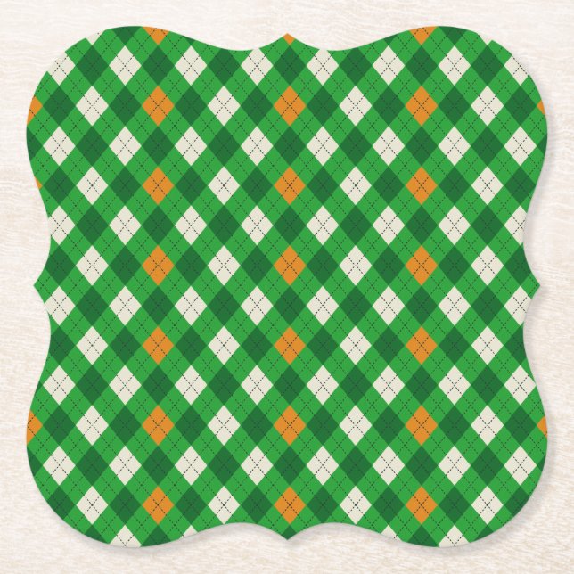 St. Patricks Day Irischer argyle in Irish Farben Untersetzer (Vorderseite)