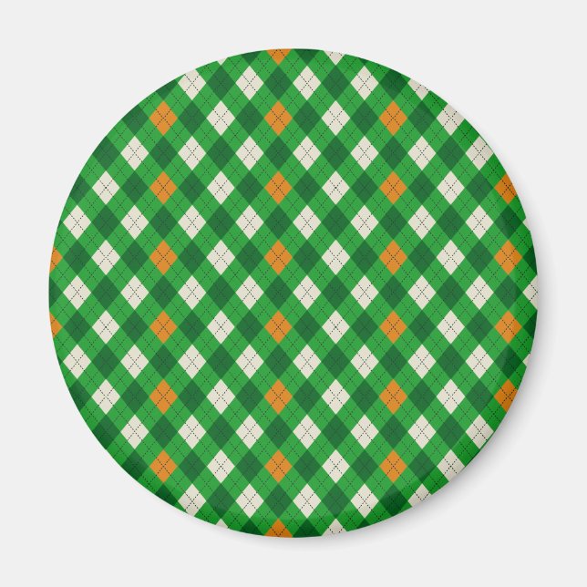 St. Patricks Day Irischer farbiger Argyle Magnet (Vorne)