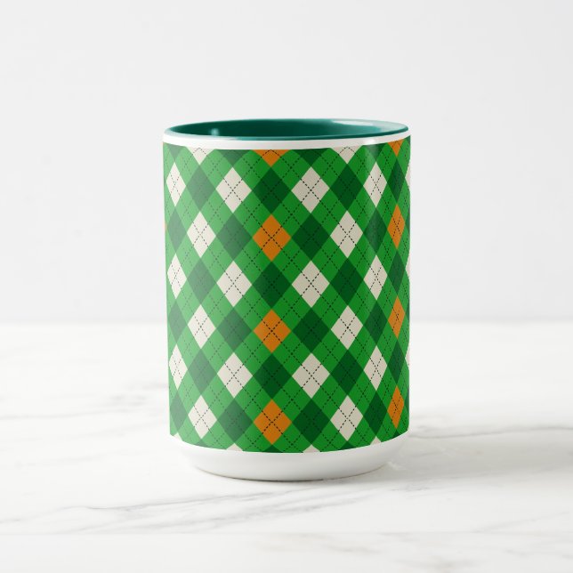 St. Patricks Day Irischer farbiger Argyle Tasse (Zentrum)