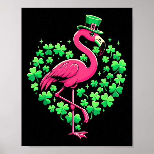 St Patricks Day Irischer Flamingo  Poster (Vorne)