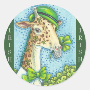 ST. PATRICK'S DAY IRISCHER GIRAFFE AUFLKBER *Bogen Runder Aufkleber