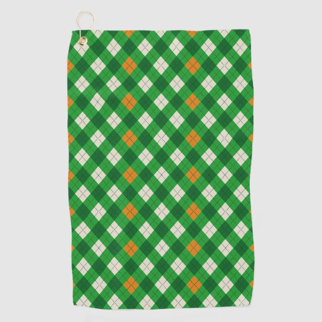 St. Patrick's Day Irischer karierter Argyles Golfhandtuch (Vorderseite)